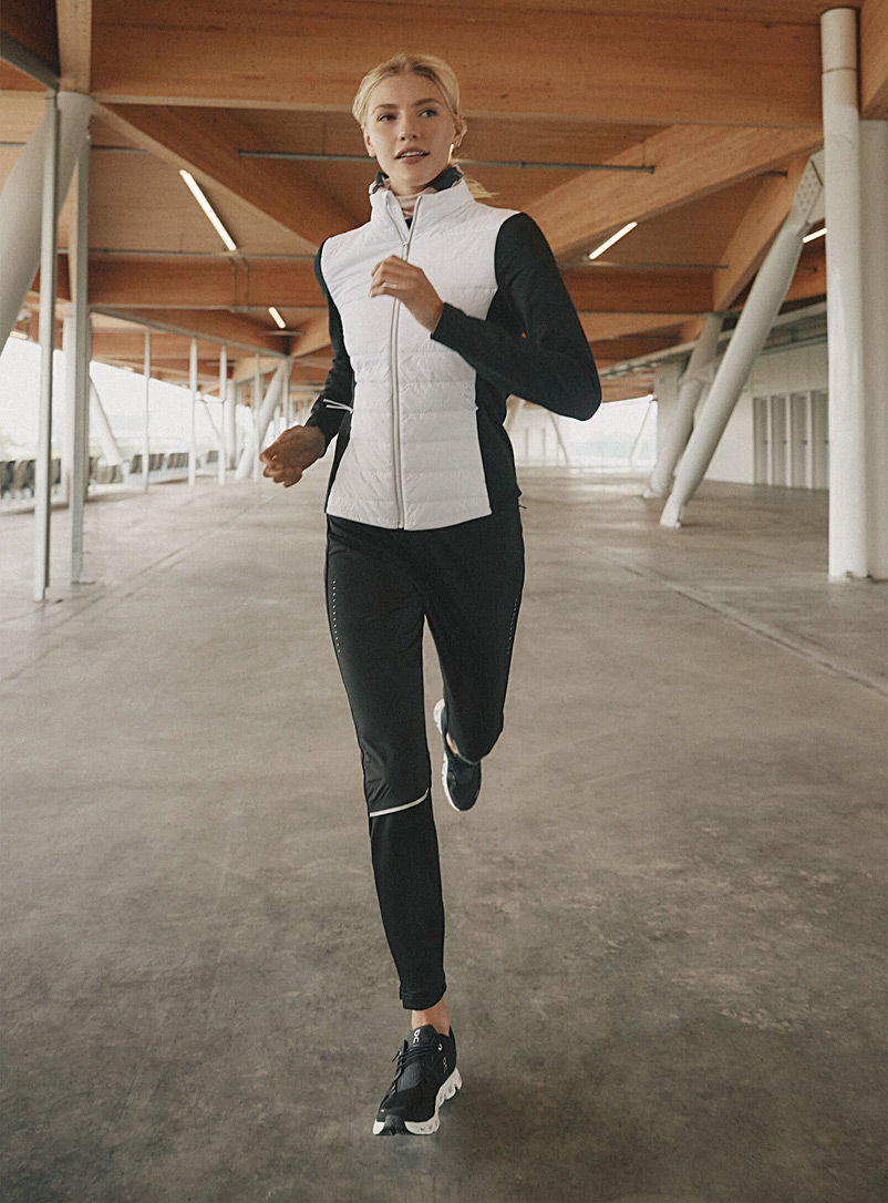I.FIV5 Black Windproof-panel brushed jersey legging for women