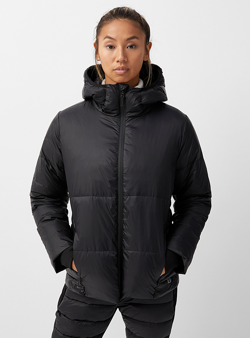I.FIV5 Black Shiny-accent puffer jacket for women