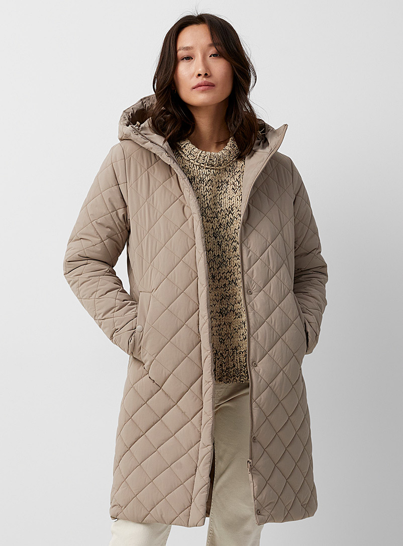 Contemporaine Light Brown Quilted diamonds 3/4 jacket for women