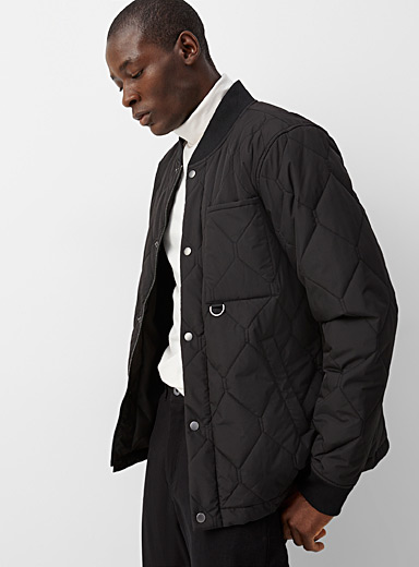 Le 31 Black Diamond quilted bomber jacket for men