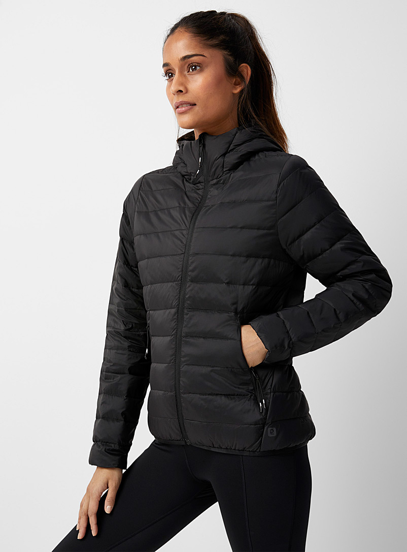 I.FIV5 Black Recycled nylon packable puffer jacket for women