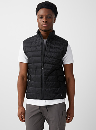 I.FIV5 Black Recycled nylon packable sleeveless puffer vest for men