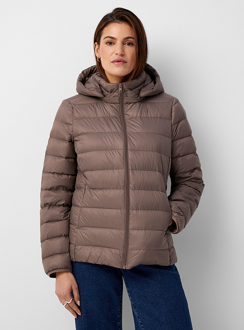 Contemporaine Brown Packable hooded puffer jacket for women