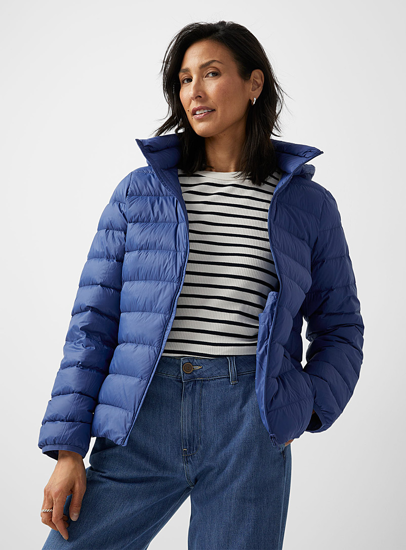 Contemporaine Blue Packable hooded puffer jacket for women