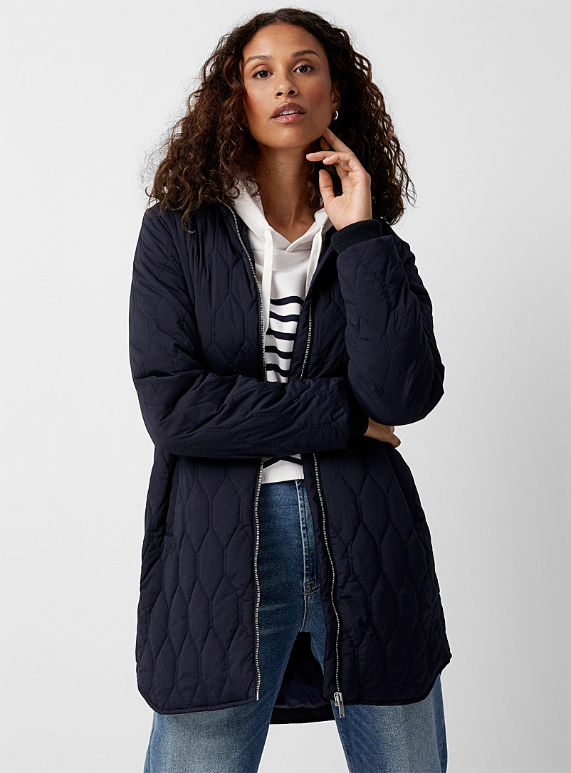 Contemporaine Marine Blue Quilted hexagons jacket for women