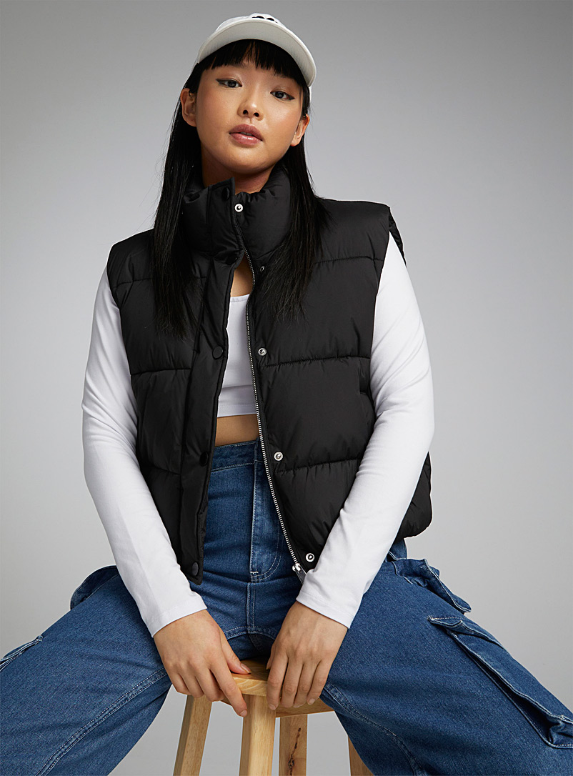 Sixth June High Neck Cropped Puffer Vest