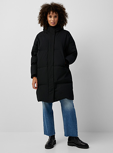 Icône Black Large pockets 3/4 puffer jacket for women