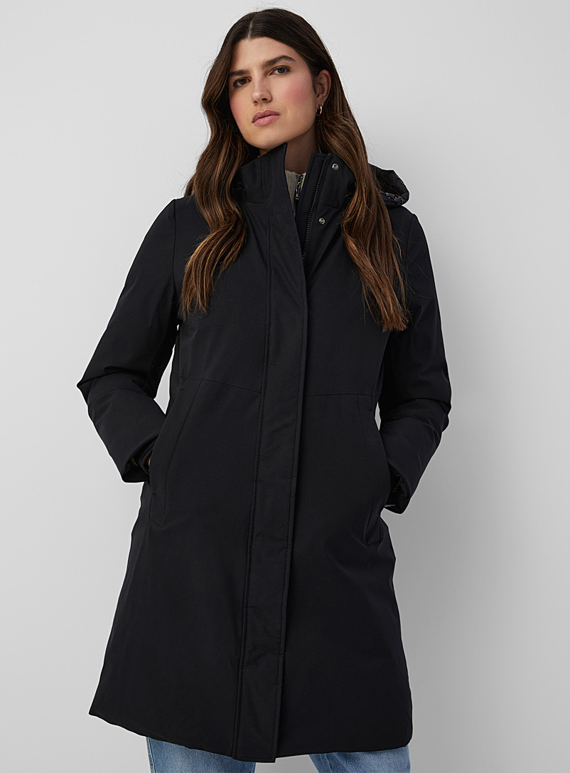 Contemporaine Black RE:DOWN recycled down straight-fit parka for women