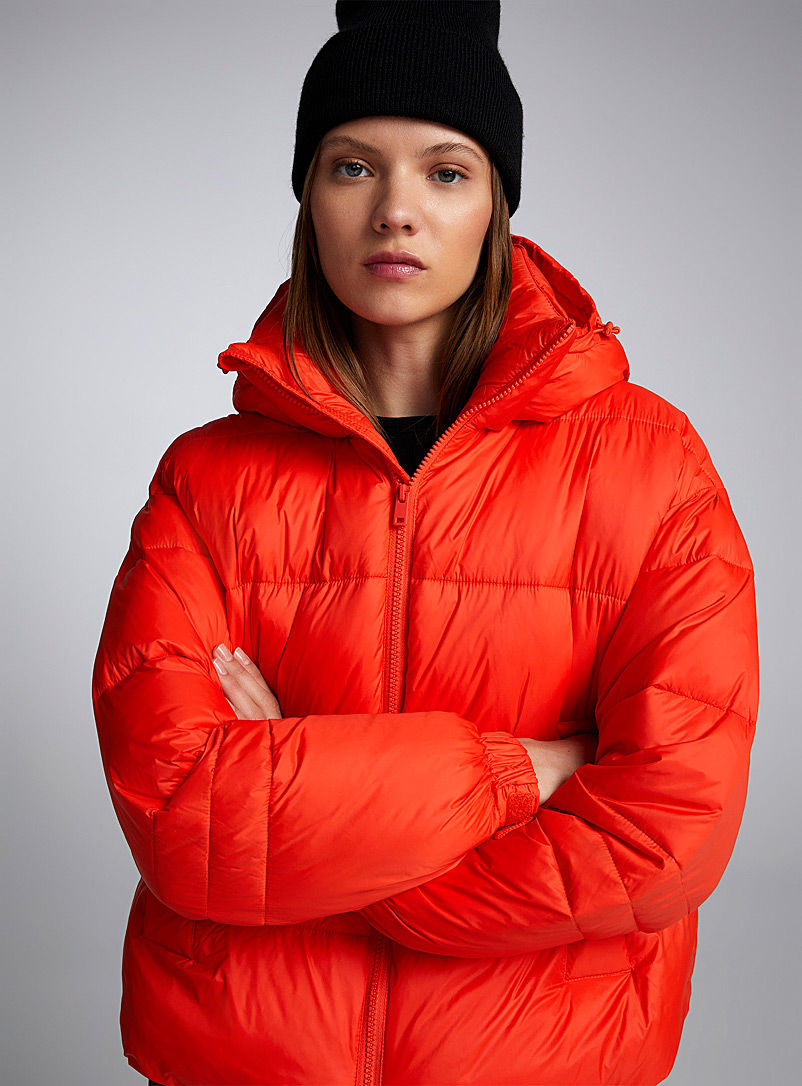 Twik Tangerine Stand collar puffer jacket for women