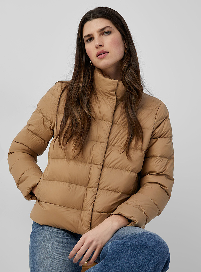Contemporaine Light Brown Packable short puffer jacket for women