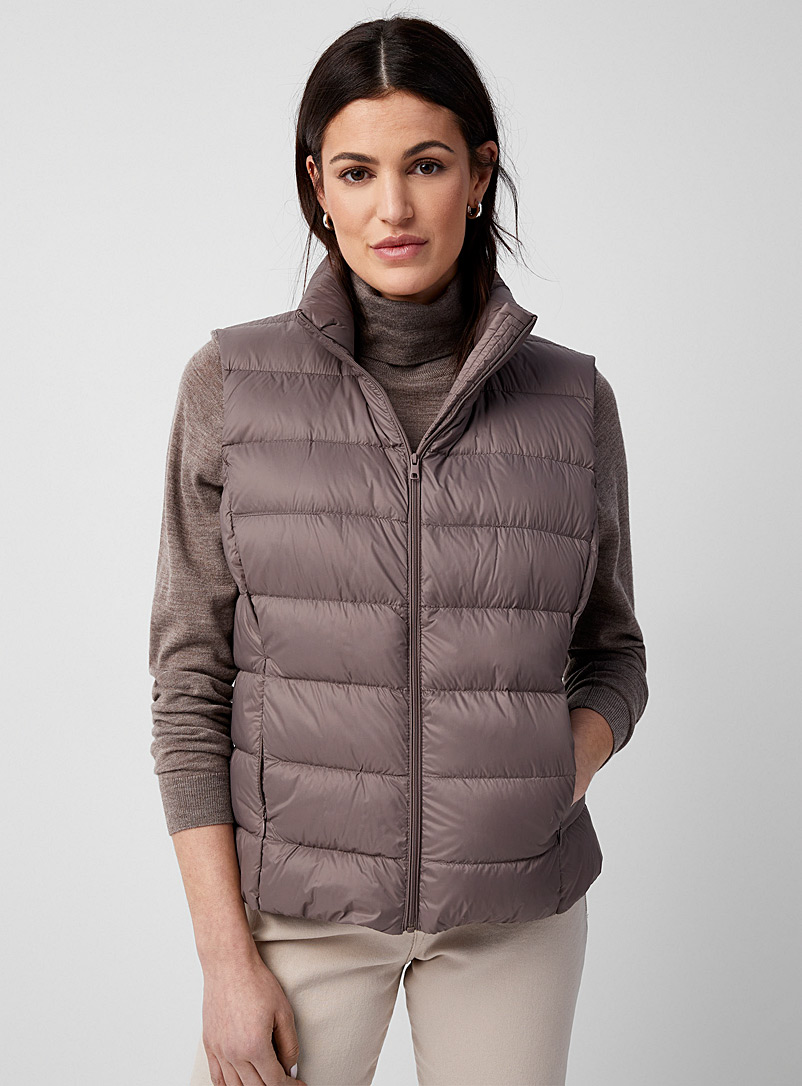 Contemporaine Brown Packable quilted sleeveless jacket for women