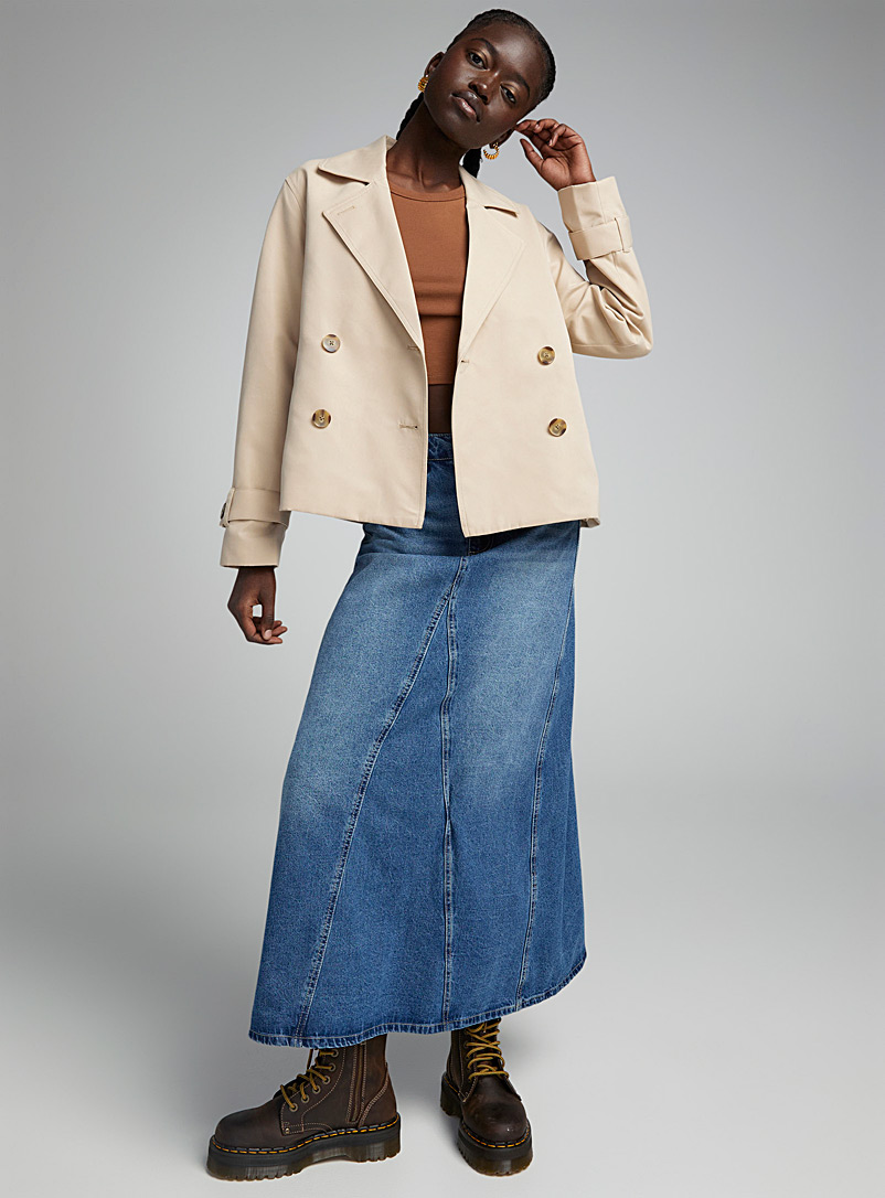 Twik Ivory/Cream Beige Double-breasted twill jacket for women