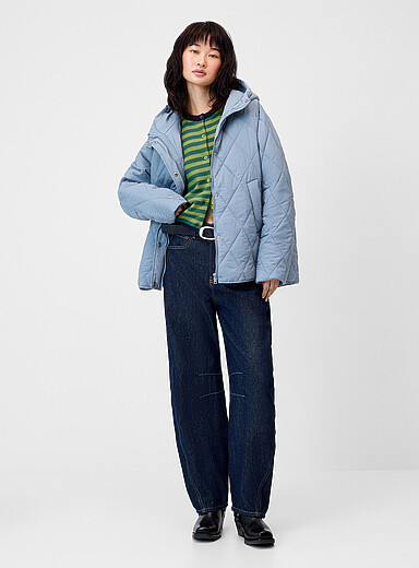 Diamond-pattern loose quilted jacket