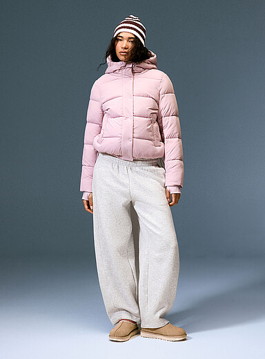 Twik Lilacs Soft nylon cropped puffer jacket for women