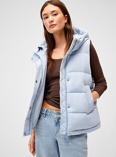 Twik: La veste sans manches bouffante nylon doux Bleu moyen - Ardoise pour femme