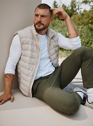 I.FIV5 Ivory/Cream Beige Packable puffer vest RE:DOWN* down for men