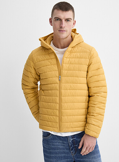 Le 31: La veste matelass&eacute;e compressible capuchon Jaune dor&eacute; pour homme