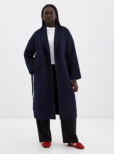 Belted reprocessed wool overcoat | Contemporaine | Women's Wool