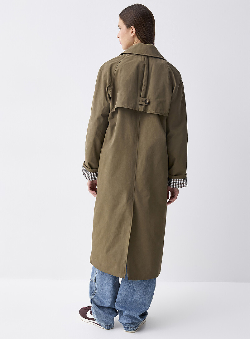 Twik Khaki Patterned-lining trench coat for women