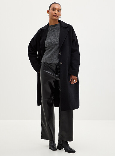 Oversized reprocessed wool felted overcoat