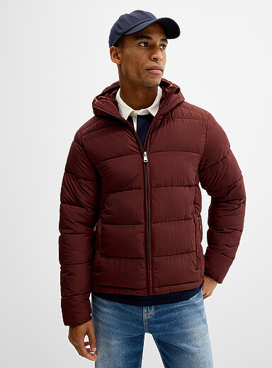 Le 31: Le manteau matelass&eacute; isol&eacute; &agrave; capuchon Brun cuivr&eacute; pour homme