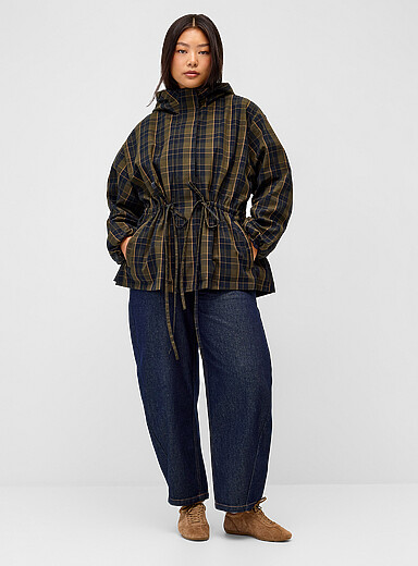 Cinched-waist twill coat