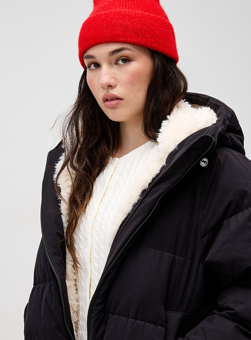 Faux-fur lined peachskin puffer jacket | Twik | Women's Quilted