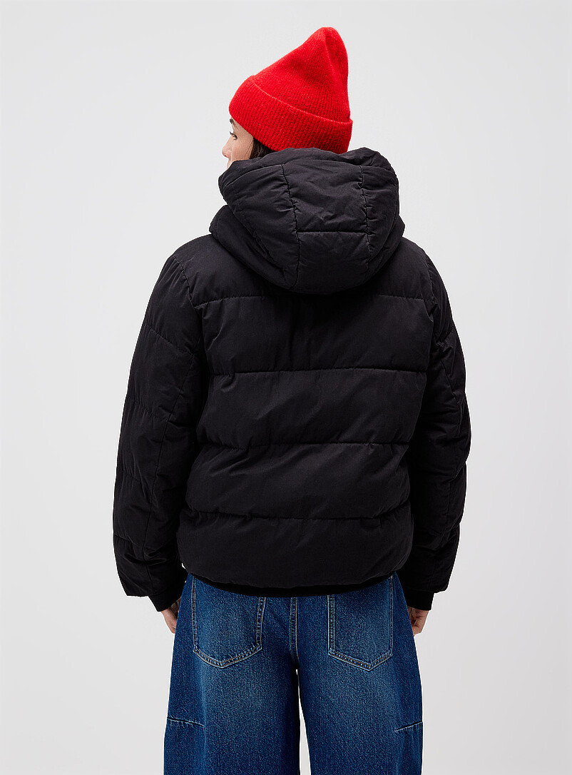 Faux-fur lined peachskin puffer jacket | Twik | Women's Quilted