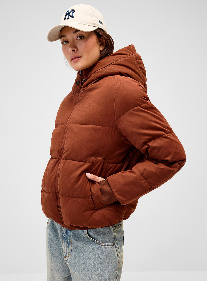 Faux-fur lined peachskin puffer jacket | Twik | Women's Quilted