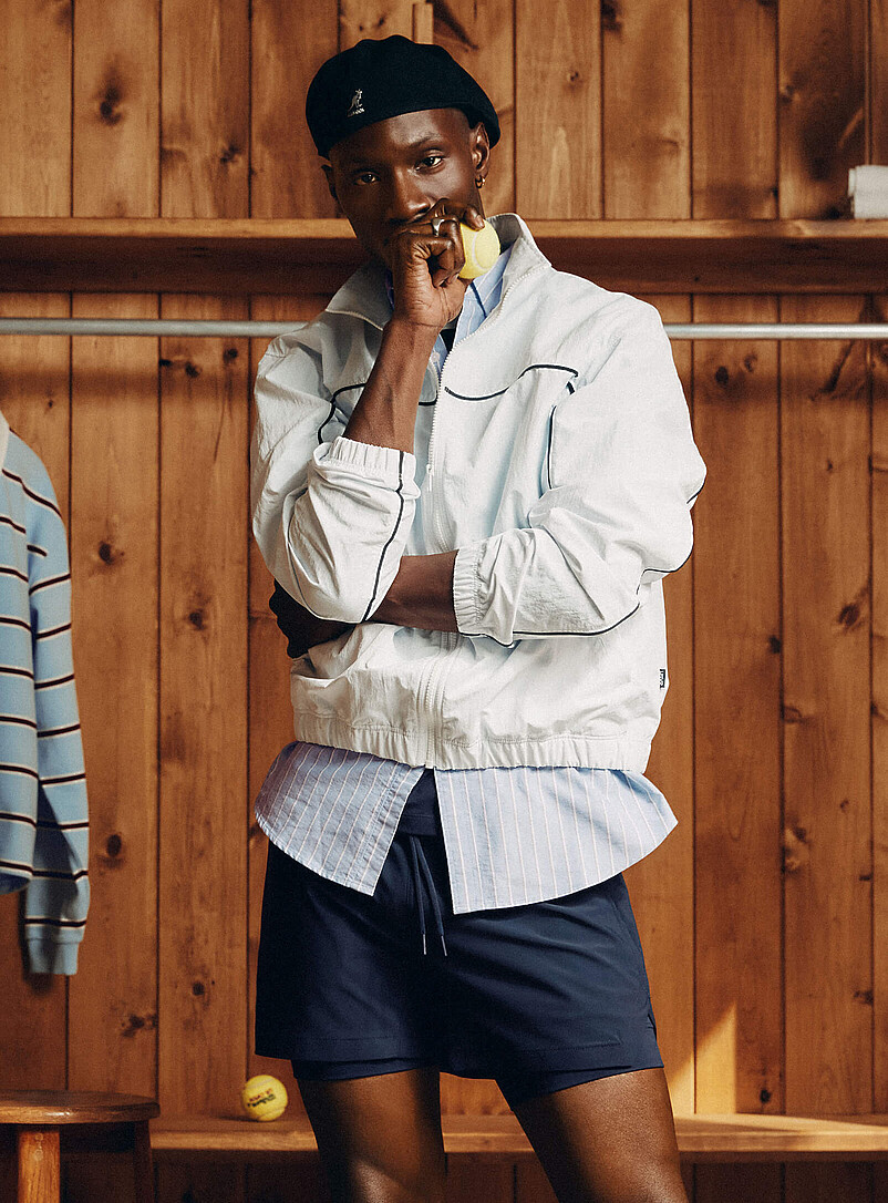 Contrast-Trim Windbreaker Jacket