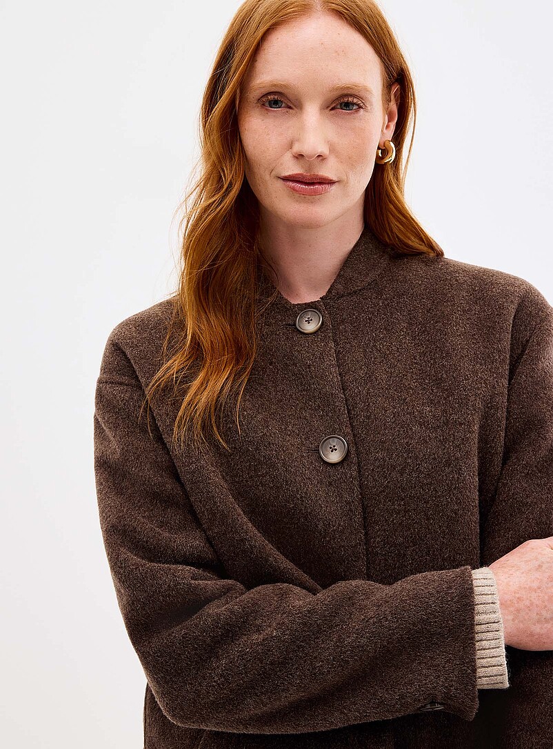 Mid-length felted reprocessed wool coat product image 2