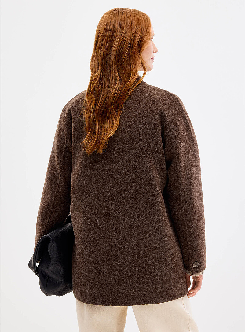 Mid-length felted reprocessed wool coat product image 3
