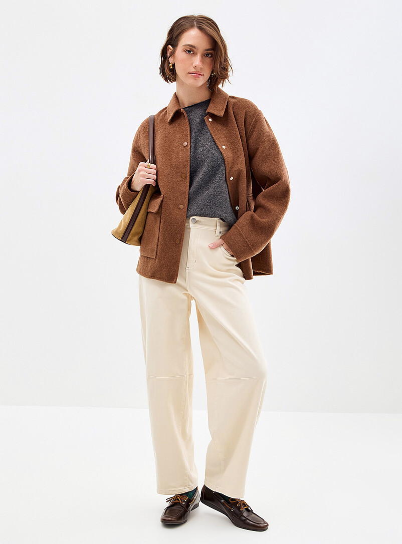 Reprocessed wool felted shirt-collar jacket product image (primary)