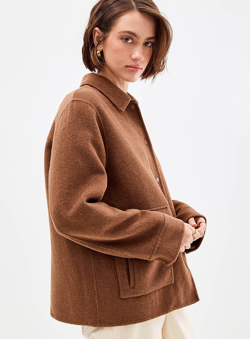 Reprocessed wool felted shirt-collar jacket product image 2
