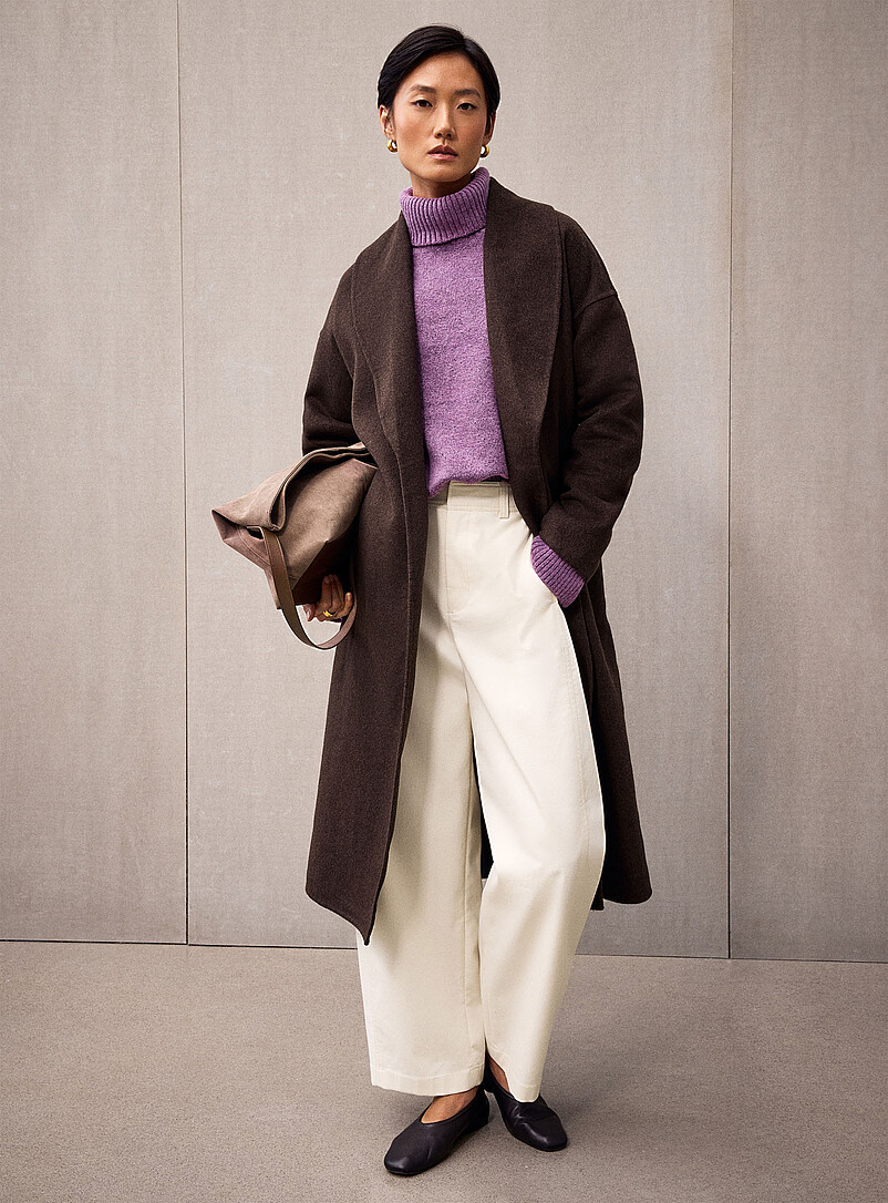 Belted mixed wool felted overcoat product image (primary)