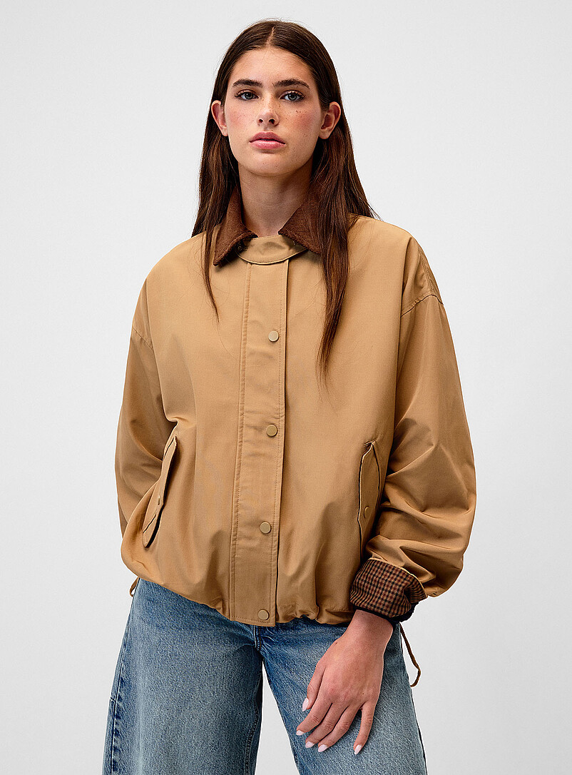 Corduroy Collar Twill Jacket