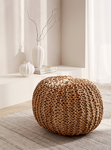 Net Pouf Braided jute round pouf | Simons Maison | Poufs & Ottomans | Decor | Simons