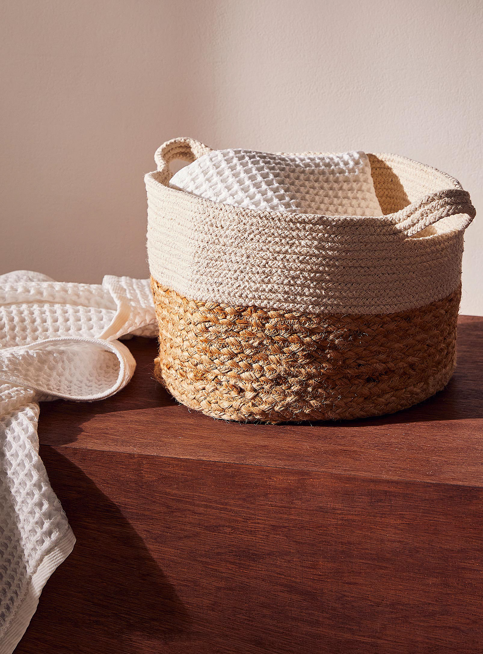 Simons Maison Braided Cotton And Jute Storage Basket In Brown