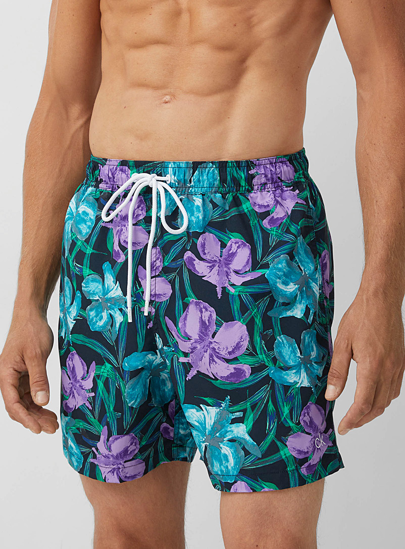 Calvin Klein Patterned Blue Hibiscus swim short for men