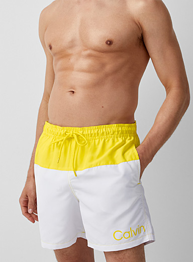 Calvin Klein Bright Yellow Colourful waist swim trunk for men