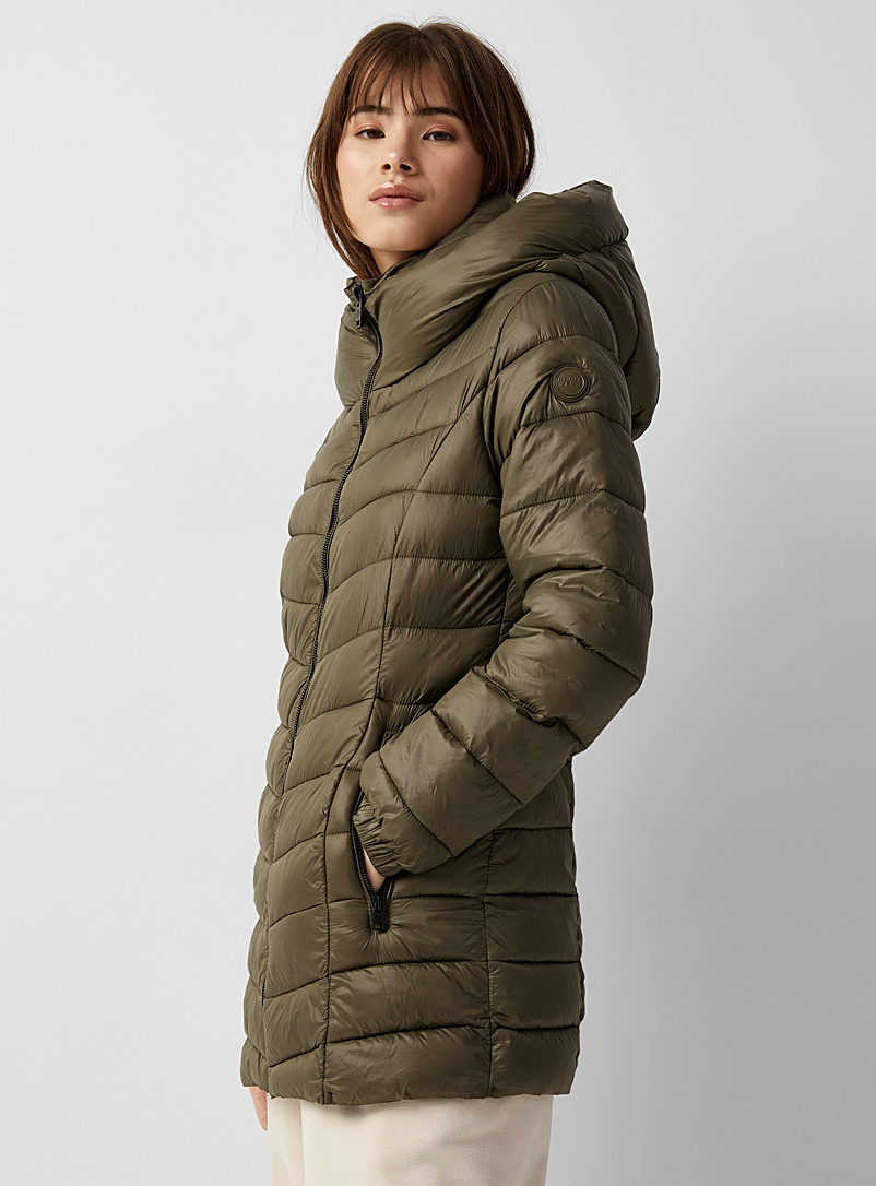 Point Zero Green Cozy hood 3/4 puffer jacket for women