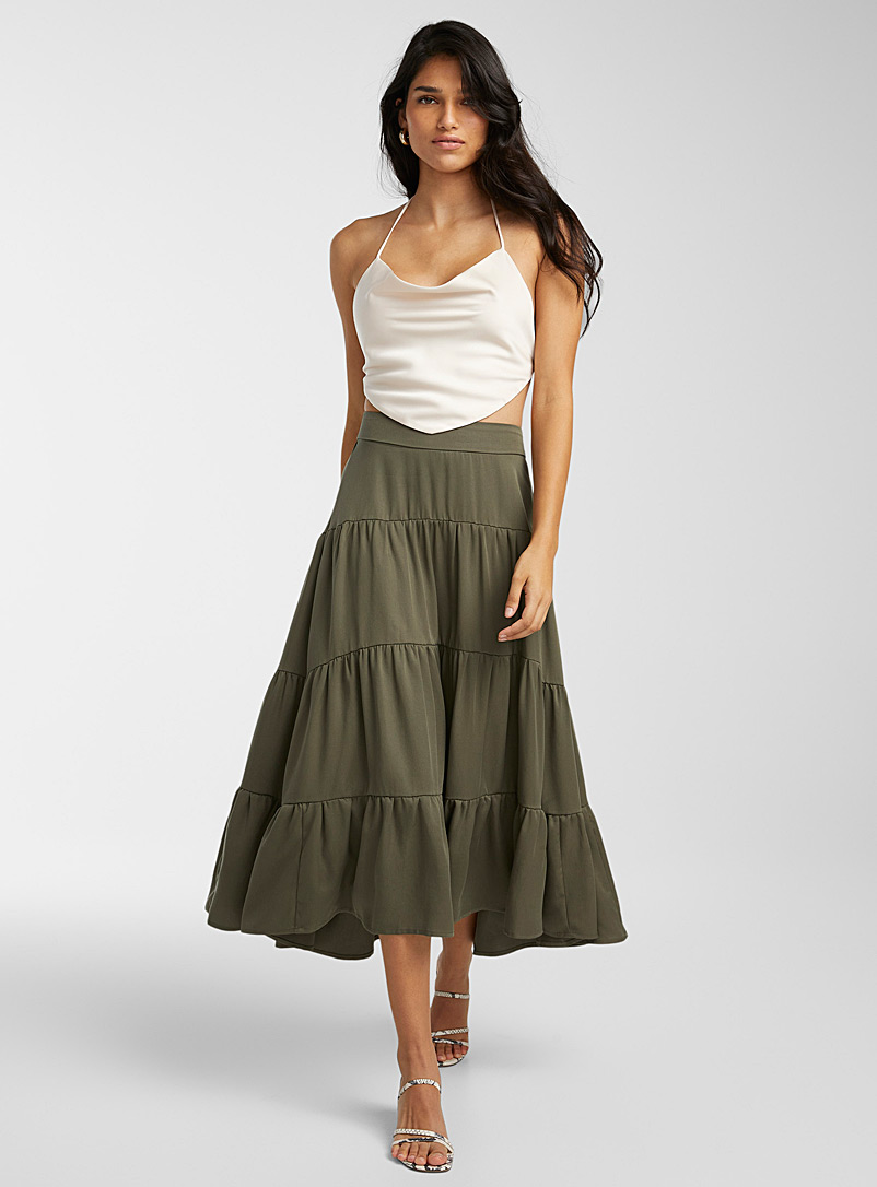Icône Mossy Green Eco-friendly lyocell peasant skirt for women