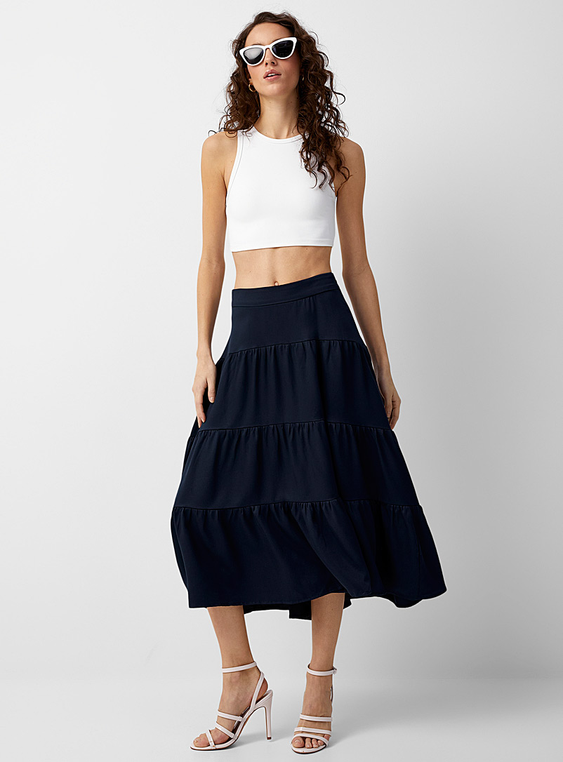 Icône Marine Blue Eco-friendly lyocell peasant skirt for women