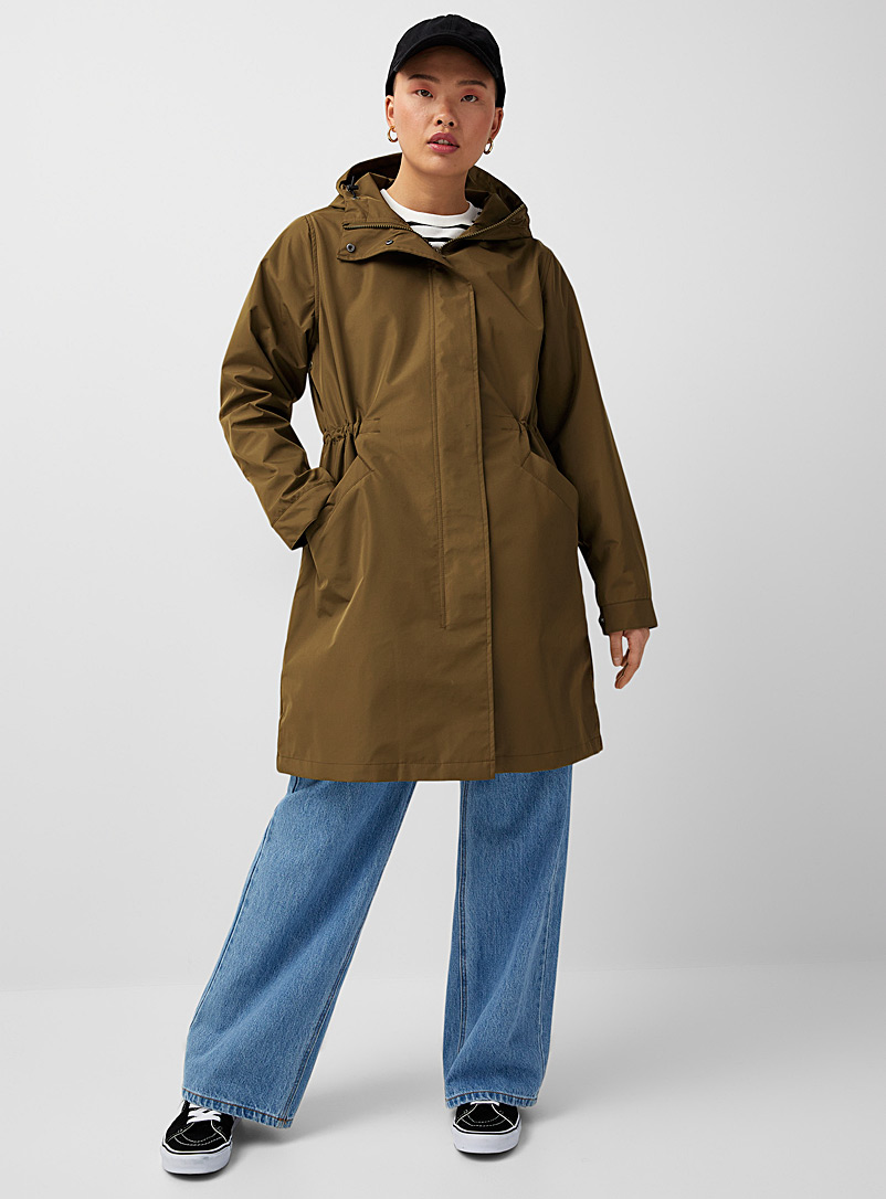 Twik Khaki Recycled polyester utility rain jacket for women