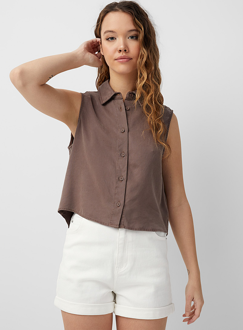 Twik Medium Brown Eco-friendly lyocell buttoned cami for women