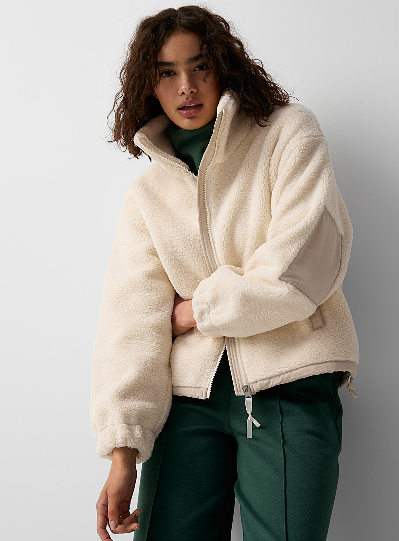 Twik Ivory White Nylon and sherpa fabric jacket for women
