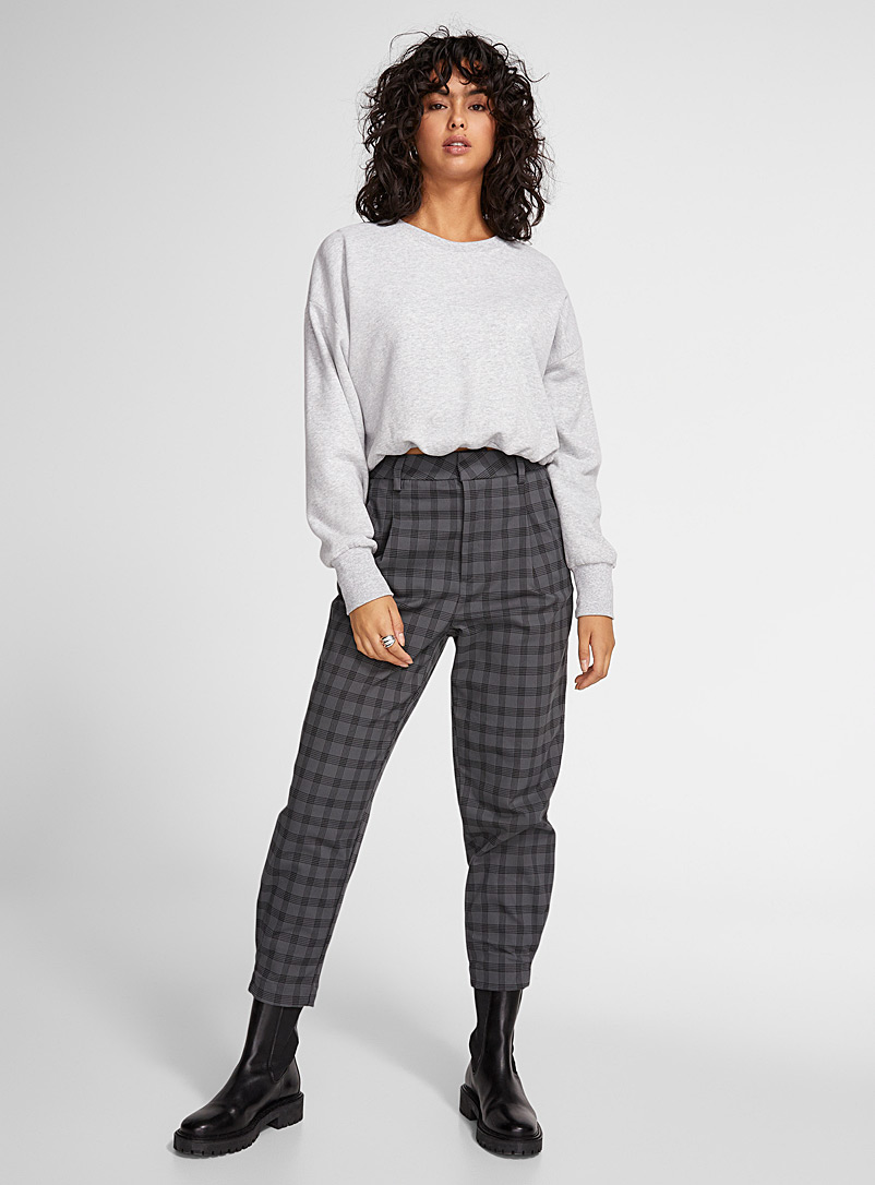 Icône Charcoal Checkered barrel pant for women