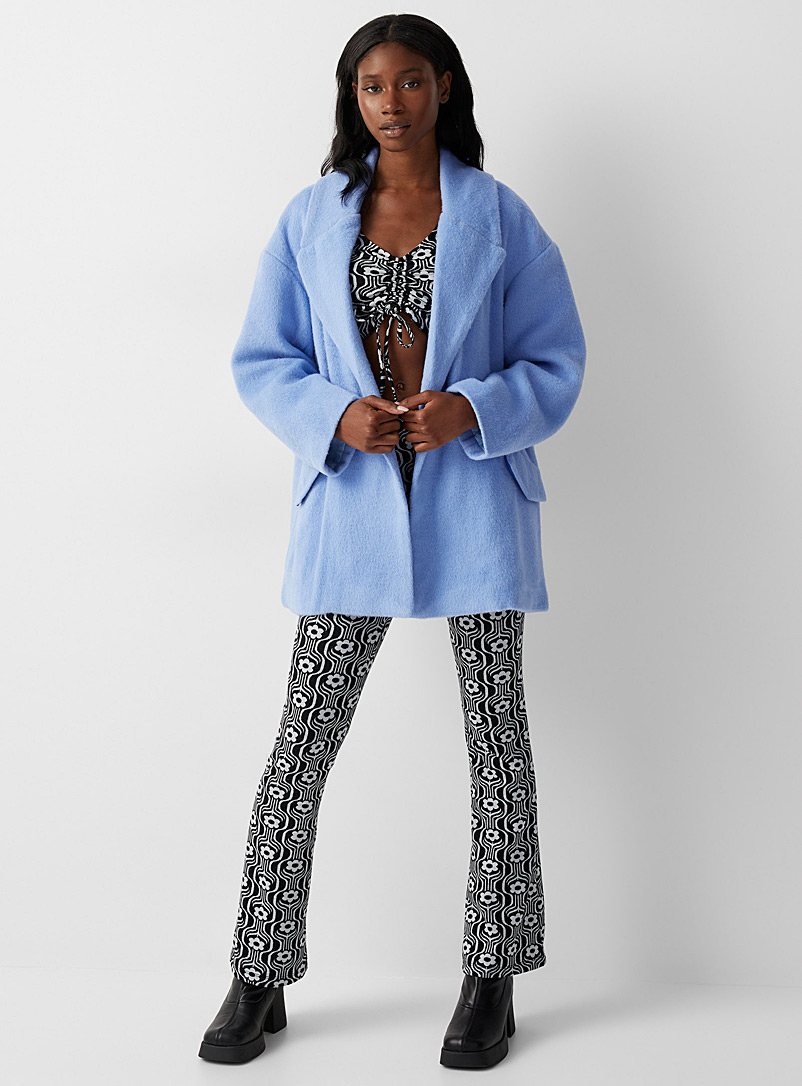 Twik: Le manteau laine brossée Bleu pâle-bleu poudre pour femme