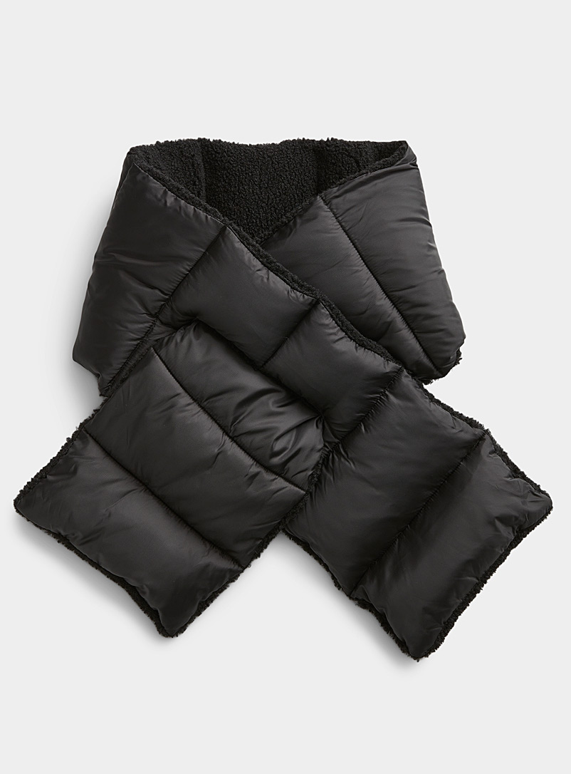 Simons Black Sherpa quilted scarf for women