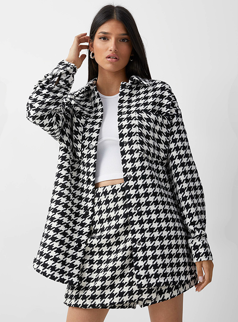 Icône Black and White Houndstooth overshirt for women